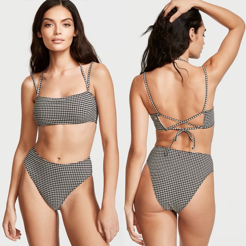 Victoria’s Secret Gingham Strappy Bandeau Bikini Top
